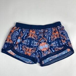 Crane Blue Orange Lava Print Running Lined Shorts XL